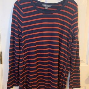 Women’s Striped Top in Navy/Orange